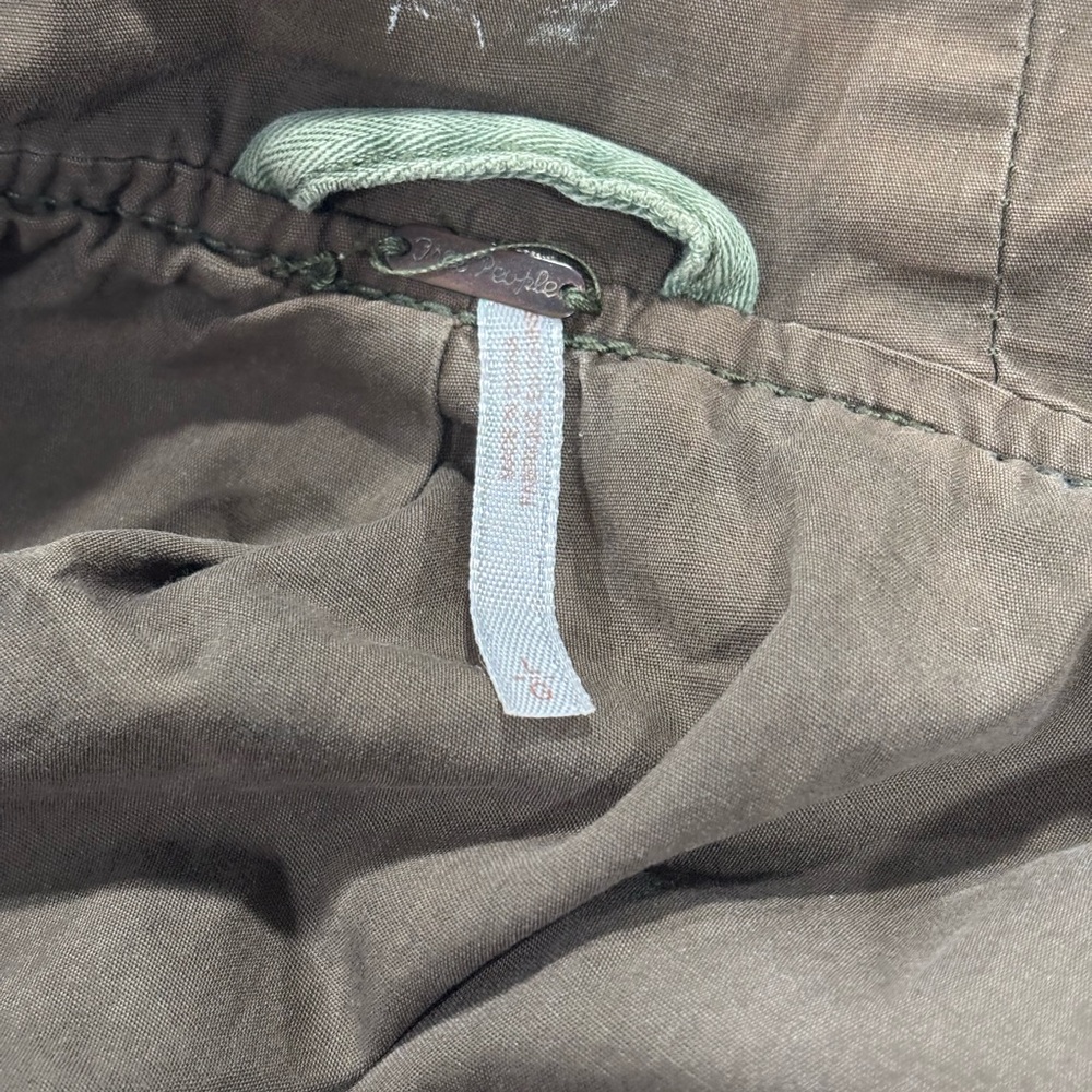 Free People Embroidered Army Green Hooded Tribal Embroidered Twill Parka Large - Picture 12 of 12